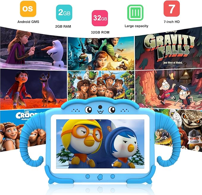 Kids Tablet 7IN Toddler Tablets for Kids 3-7, Tablet for Toddlers Learning 32GB with Touch Screen Educational Games, GMS, Parent Controls, WiFi Edition Tablets for Child Boy Girl (Blue)