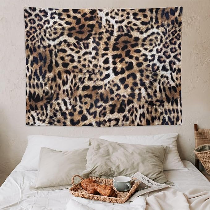 HZOHNAGO Leopard Print Tapestry Nature Wildlife Vintage Cheetah Fur Spot Animal Skin Wild Animals Spots Printed Wall Tapestry Painting Wall Hanging for Bedroom Living Room Dorm 80" W x 60" H