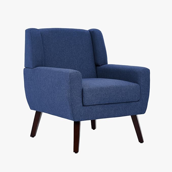 UIXE Accent Chairs Set of 2, Fabric Upholstered Armchair for Living Room, Comfy Arm Chair Single Sofa Bedroom Side Reading Seat - Flax Blue