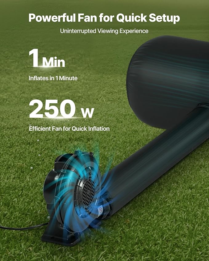 VEVOR 16FT Inflatable Movie Screen Outdoor, Inflatable Projector Screen with Portable Storage Bag, 16:9 Easy Set Up Movie Projection for Outdoor Backyard, Home Theater, Theme Party