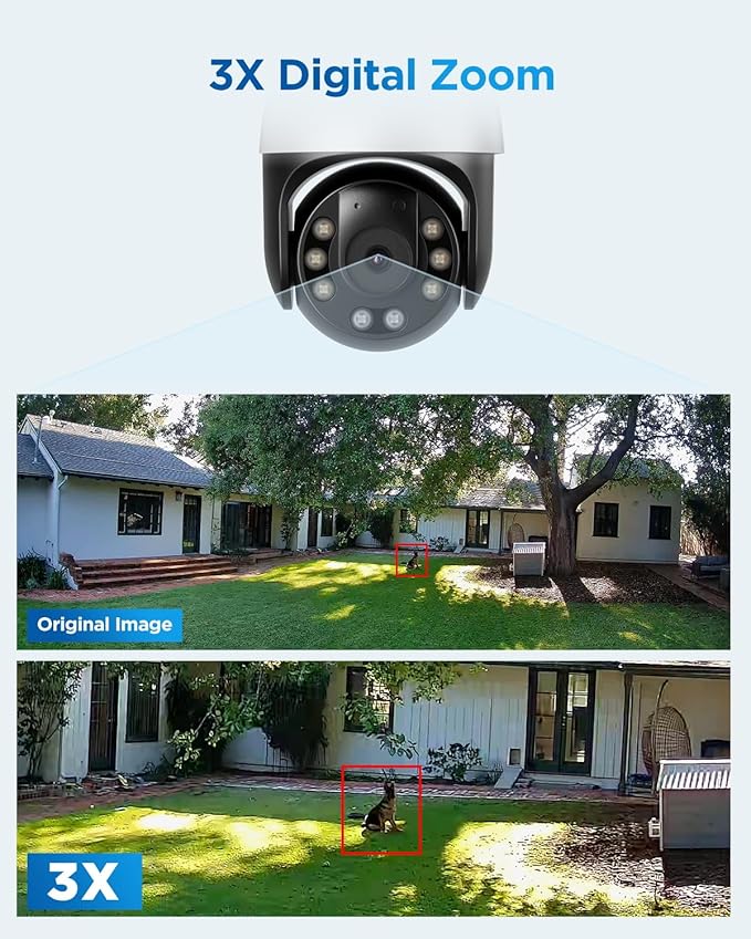 4COVR PoE PTZ Security Camera System, 350° Pan 90° Tilt 3X Digital Zoom, 4X 5MP PoE IP Camera, 8CH 4K NVR & 2TB HDD, AI Human Vehicle Detection, Smart Color Night Vision, Two Way Audio, LYM2XP5M0804