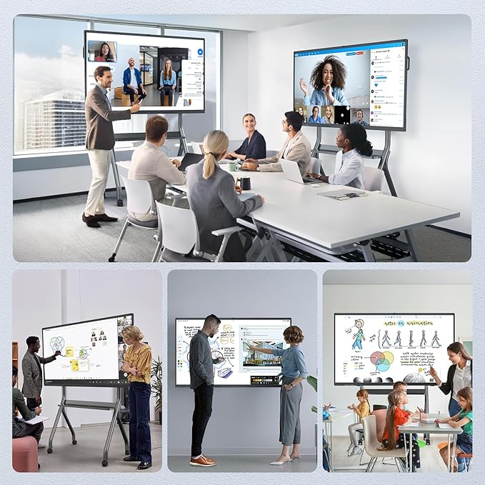 65" Smart Board for Classroom Office Home, All-in-One 4K Interactive Whiteboard, Digital Electronic Smartboard with 20 Point Touchscreen, Android 13, 8+128G (Wall Mount Included)