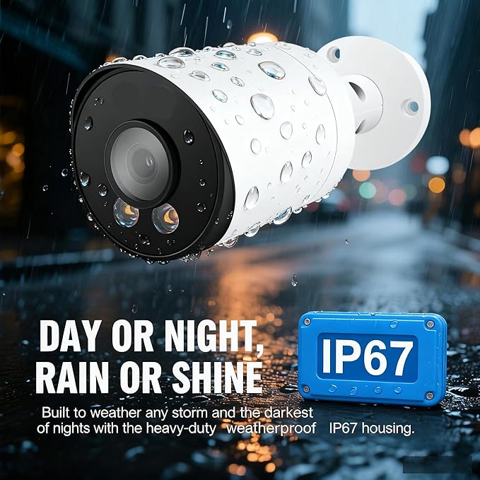 Real HD 6MP Add-On Full Color Night Vision Bullet POE IP Camera for IP NVR Systems, with Visiable White Lights, 105° Viewing Angle, Outdoor, Compatible with Ⲏіk NVR, NDAA Compliant
