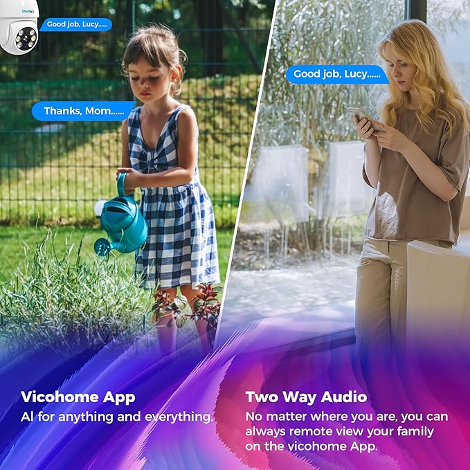 SOVMIKU 2CA3 AI Auto Tracking Mini 2K Security Camera Wireless Outdoor, Two-Way Audio, 9.8Ft Power Cable, Easy to Setup, 360° View, Pan/Tilt, Color Night Vision, Audible Flashlight Alarm, SD Slot