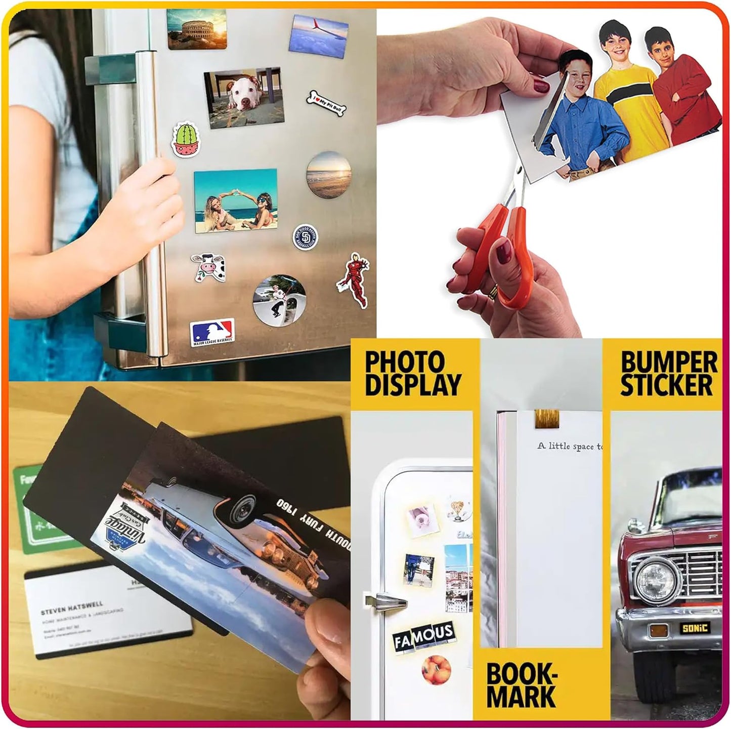 Magnetic Sheets with Adhesive Backing for Crafts, DIY 8 Pack. Strong Craft Magnets 6" x 9" to Make Flexible Magnet Self Sticky Tapes, Strips, Squares, Sheet for School Classroom Board, Fridge, Photos
