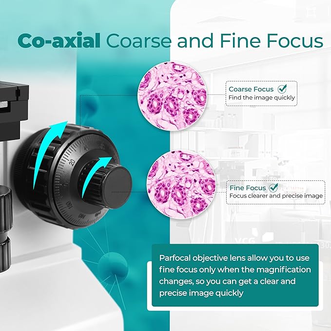 Sinher XSZ-107BN Professional Compound Binocular microscopes 40X-1600X Magnification with Microscope kit for Student Adults Suitable for Laboratory School Home Education.