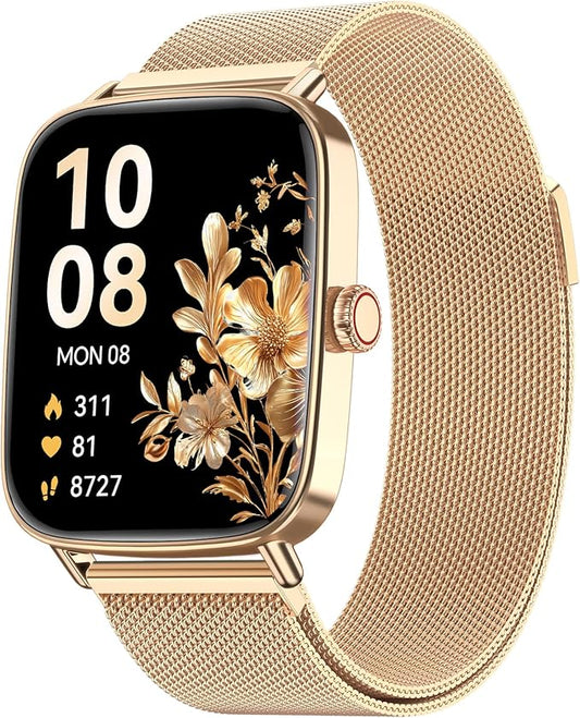 Smart Watch for Men Women, 1.85" HD Smartwatch Compatible iPhone/Samsung/Android (Answer/Make Calls), 100+ Sport Modes Fitness Tracker with Heart Rate/Sleep/SpO2 Monitor, IP68 Waterproof, Metal Band