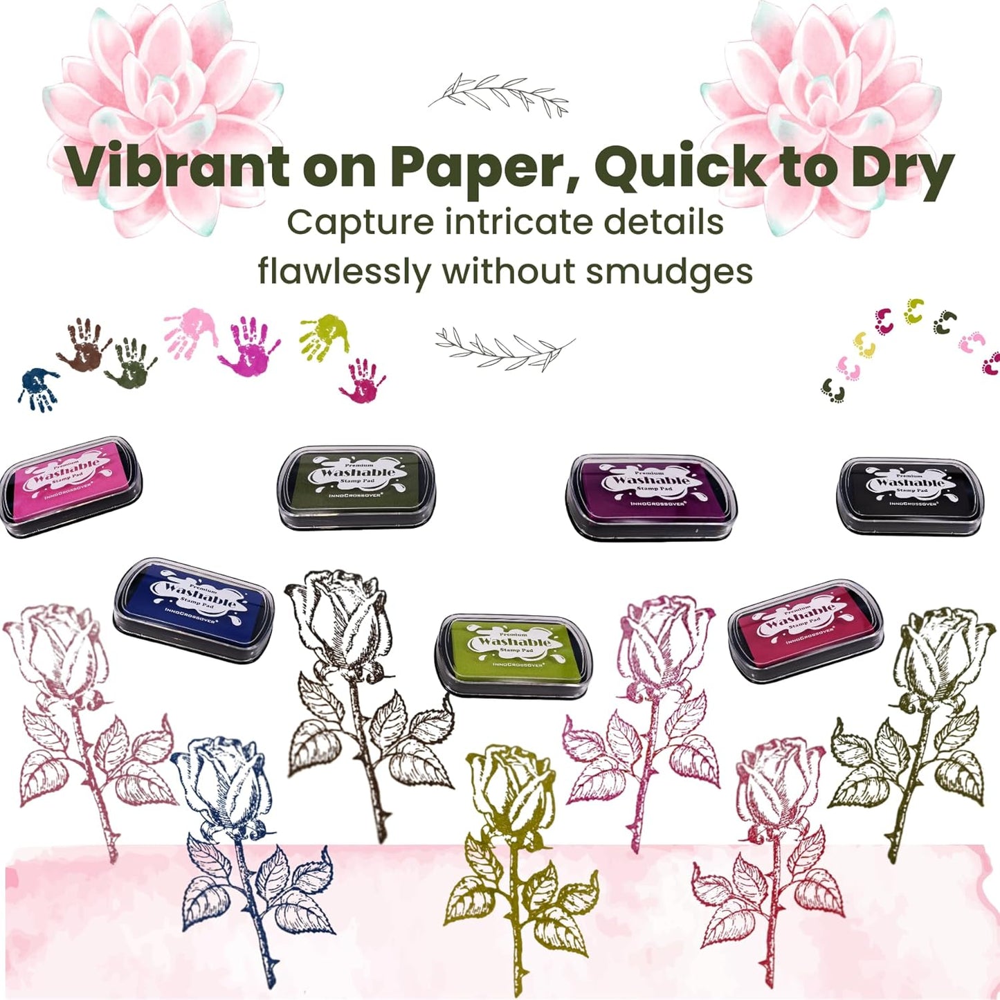 Washable Ink Pad, Stamps for Kids, Kids Crafts, Paw Print Kit, Baby Footprint Kit, Stamp Pads on Scrapbooking, Fingerprint Ink Pad, Easy to Wash Off Skin | Large | Safe Non-Toxic (Seaweed)