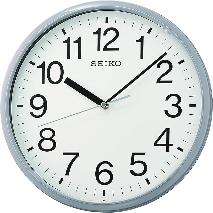 Seiko Non Ticking Home, Office Wall Clock, 12 Inches, Gray