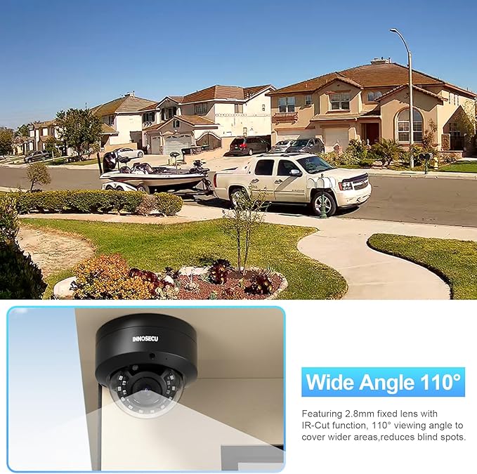 AI 8MP IP PoE Camera, Vandal-Proof Security Surveillance Dome Camera Outdoor, Face Detection, Human/Vehicle Detection, 2.8mm Lens 110°, Built-in Mic, No PT Supported IND8BR54A-B (Black)