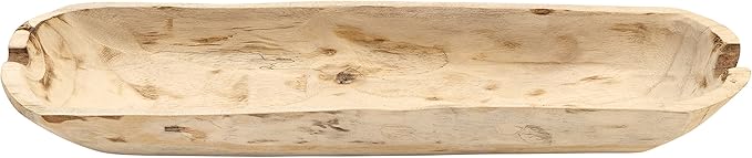 Creative Co-Op Paulownia Wood Oval Bowl | Brown | 22.75" L x 6" W x 3.25" H | (Pack of 4)
