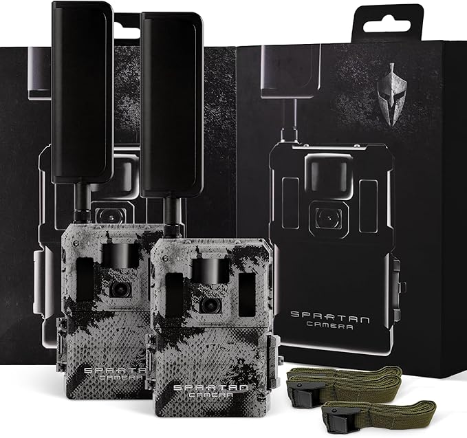 Spartan Camera GoLive2 4G LTE Trail Camera, 96°FOV Wide-Angle, Live Stream, Anti-Theft GPS, On-Demand Image & Video Capture, Real-time Updates, Built-in Lithium, Spartan Areus camo (2, AT&T)