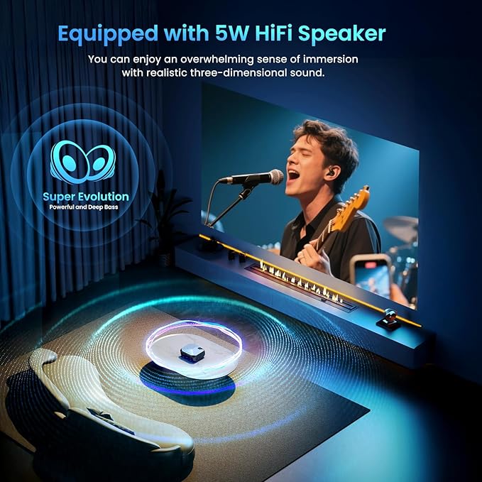 [Compatible with Netflix/High Brightness] Smart Projector with WiFi 6 and Bluetooth 5.3, 4K Outdoor Movie Projector with Prime Video/YouTube, Portable Proyector Compatible with HDMI/USB/iOS/Android