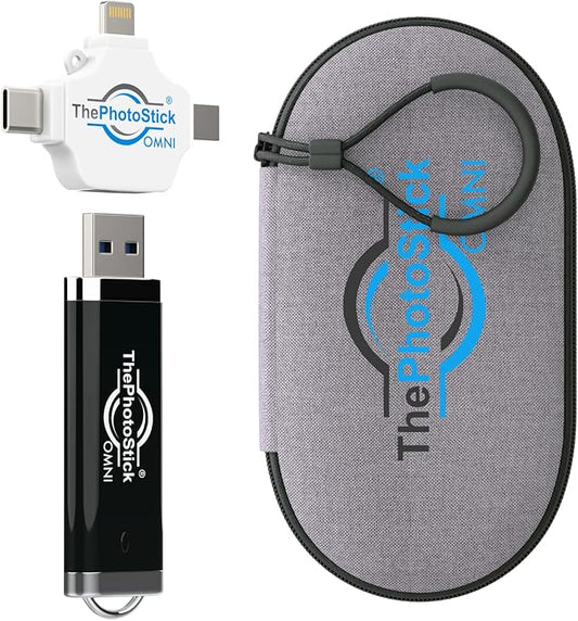 ThePhotoStick Omni 128GB - Secure Photo & Video Backup | ThePhotoStick Omni Protective Case - Water Resistant & Shockproof USB Storage