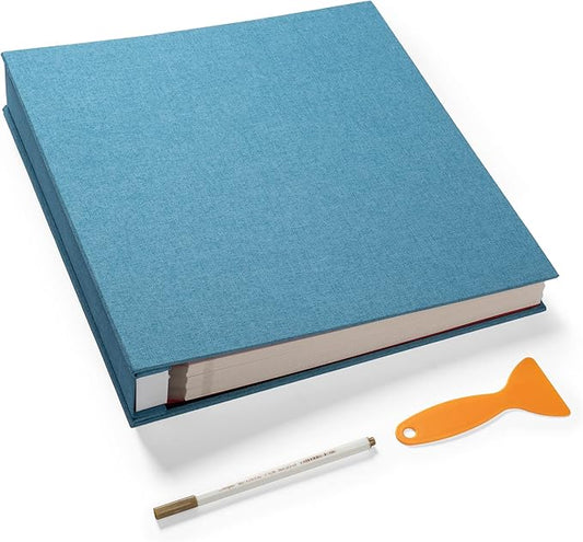 Large Photo Album Self Adhesive 4x6 5x7 3x5 8.5x11 Scrapbook Magnetic Album DIY Scrap Book Length 13 x Width 12.8 (Inches) 120 Sticky Pages Linen Cover DIY Photo Album (Sky Blue)