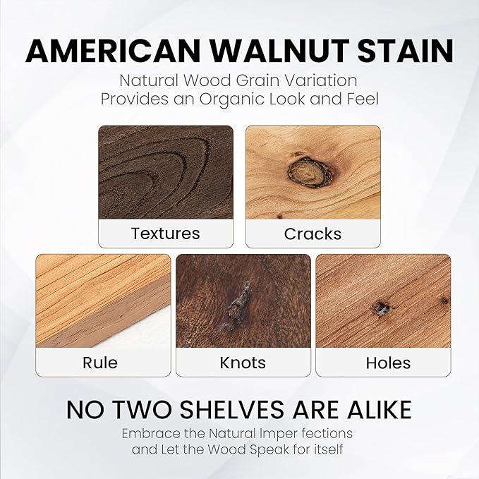 Fun Memories 72 Inch Floating Shelves for Wall, Elm Wood Floating Shelves for Home Décor, Wall-Mounted Display Shelves with Heavy-Duty Bracket, Long Floating Shelf for Kitchen, Living Room, Walnut