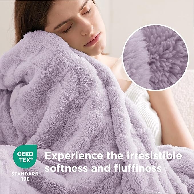 Bedsure GentleSoft Lavender Fog Throw Blanket for Couch - Checkered Fleece Blankets Gifts for Women Men Girls, Cute Soft Cozy Throw for Bedroom Home Decor Gifts, 50x60 Inches