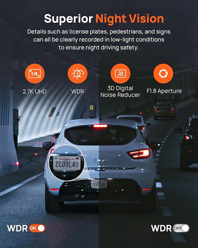 70mai 2.7K Dash Cam Front A500S, 1944P Dash Camera for Cars with Sony IMX335, Dashcam Built-in WiFi GPS, Optional Rear Dashcam, ADAS, 2'' IPS LCD Screen, 24H Parking Mode, WDR, Super Night Vision