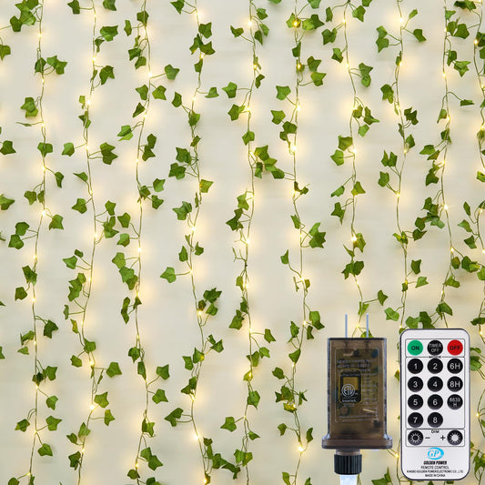 OMIKA Ivy String Lights with Remote, 66FT 200 LEDs, Plug-in, Warm White, Waterproof for Bedroom, Garden, Party Decor