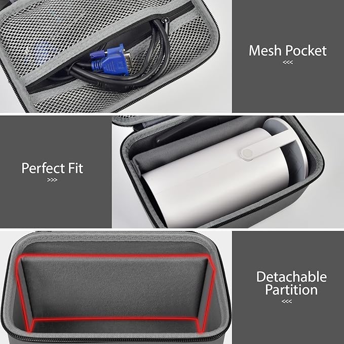 Mini Projector Case Compatible with Magcubic HY300 Pro+ / HY300PRO for ENUOSUMA for Alwtniet Portable Projector 4K 1080P Support, Storage Holder Organizer for Accessories - Dark Gray (Bag Only)