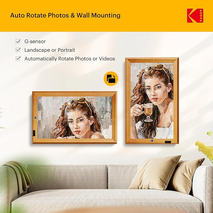 KODAK 23.8" X-Large WiFi Digital Picture Frame - 1920x1080 FHD IPS Display with 32GB Storage, Auto-Rotate, Remote Control, Wall Mountable, Compatible with Alexa, for Family