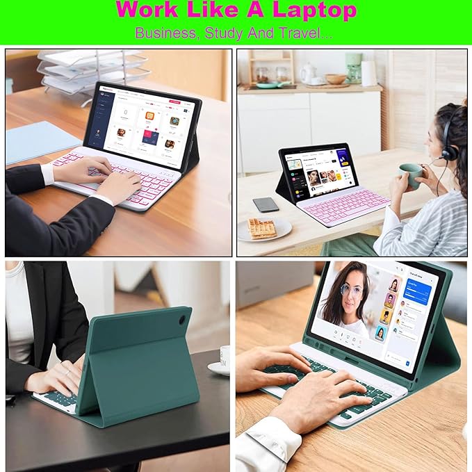 Keyboard Case for Samsung Galaxy Tab A11 Plus/ A9 Plus 11 inch (SM-X210/X216/X218) 2023, Backlite A9+ Keyboard Case with S Pen Holder for A11+(Green)