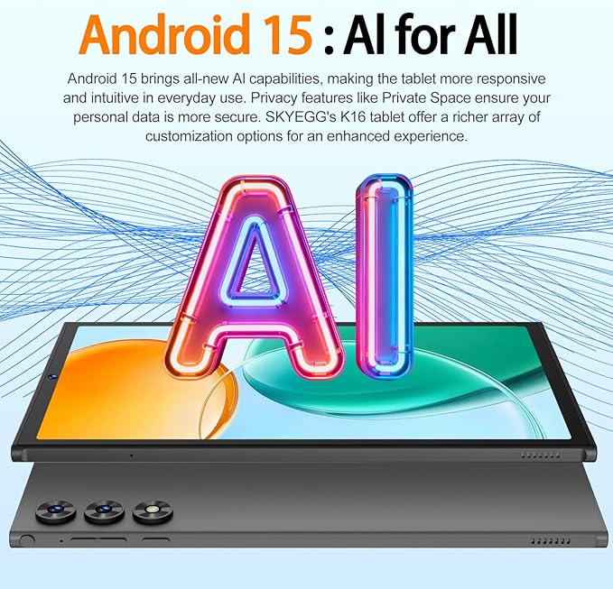 2025 Android 15 Tablet 10.1 Inch Tablets, 30GB RAM 128GB ROM 1TB Expand, 8000mAh Battery, BT5.0, 2.4/5G Wi-Fi 6, Metal Body with Keyboard & Mouse, Gemini AI, Widevine L1 HD IPS Display - Black