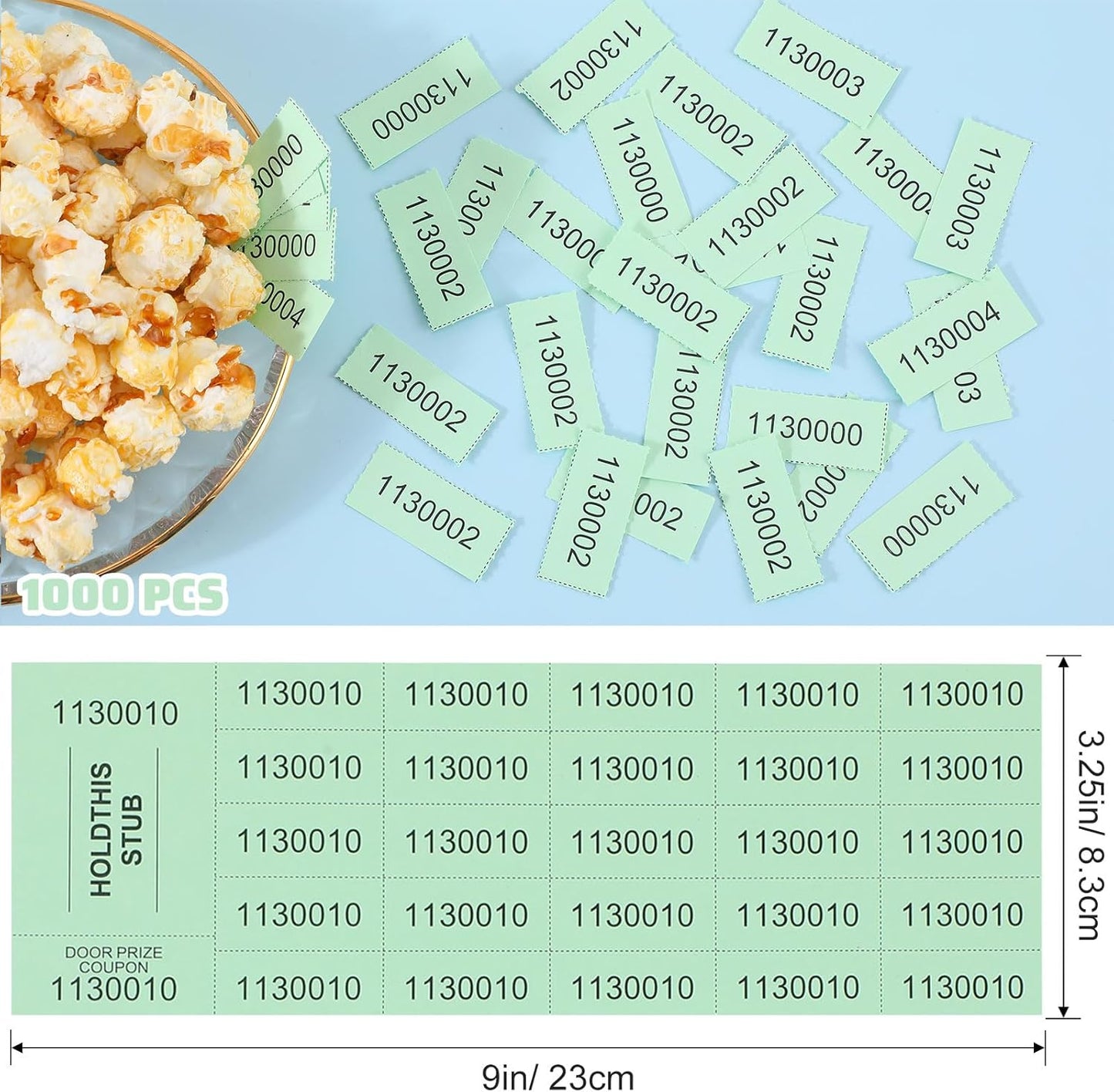 Kosiz 1000 Sheets 25 Bid Raffle Ticket Numbers Auction Tickets Chinese Auction Ticket Sheets Basket Auction Silent Auction for Events Church (Light Green)