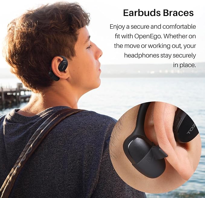 TOZO OpenEgo Open Ear Earbuds Bluetooth Headphones, AI Translation Wireless Earbuds with Real-Time 100+ LanguagesTranslation, 80Hrs Playtime, Digital Display, AI Clear Calls, Comfortable Wear, Black