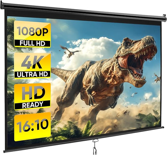 ZENY Portable Projector Screen Pull Down, 100 Inch 16:10 Video Projection Screen Home Theater, Retractable Projector Screen, Moive Screen Indoor Outdoor, Wall Mount (100'' 16:10 Black)