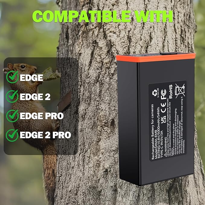 5000mAh Power Mag Rechargeable Lithium Battery Pack - Trail Camera Replacement Battery Pack Compatible with Moultrie Edge, Edge PRO, Edge 2, Edge 2 PRO Trail Cameras etc, Replacement AA Batteries