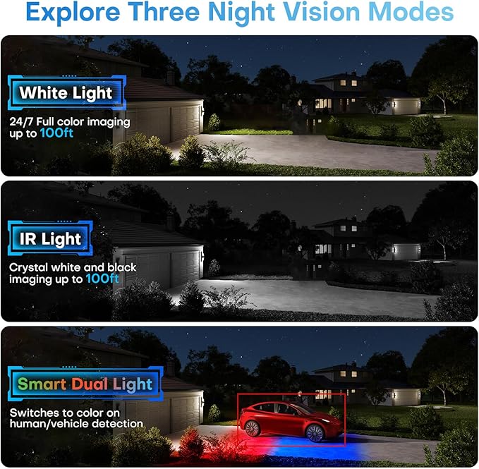 8MP Active Deterrent IP Camera, 4K PoE Camera Outdoor w/Red-Blue Alarm Lights & Sound, 98FT Smart Color Night Vision, 2-Way Audio, AI Human/Vehicle Detection, Full Metal IP67, 127°Wide Angle