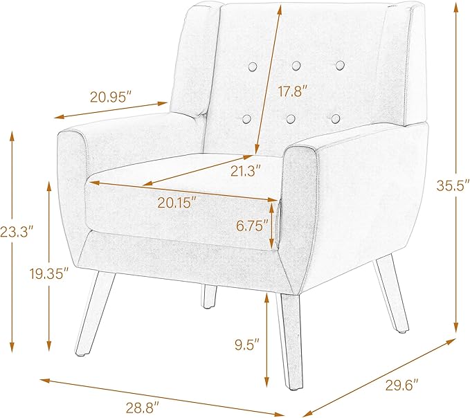 UIXE Faux Leather Accent Chairs Set of 4, Modern Arm Club Chair Upholstered Armchair for Living Room, Comfy Single Sofa Seats Button Tufted Reading Seating, Coffee