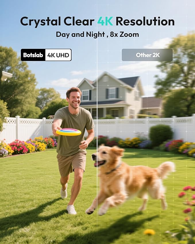 BOTSLAB Security Cameras Outdoor Wireless, Add-On Camera Must Be Connected to Base Station and Cannot Be Used Independently, 4K Security Camera,No Monthly Fee,Supports Up to 8 Cameras per Base Station