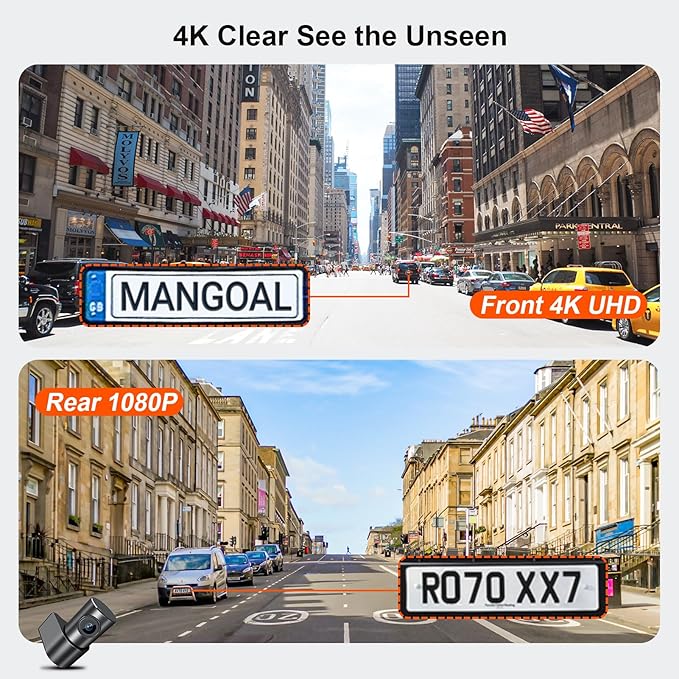 Front 4K & Rear 1080P Dash Cam Custom fit for GMC Yukon, Yukon XL 2015 2016 2017 2018 2019 2020(Model C), Model C & Model D Have Same Models Years but Vehicle Sensor Cover are Different