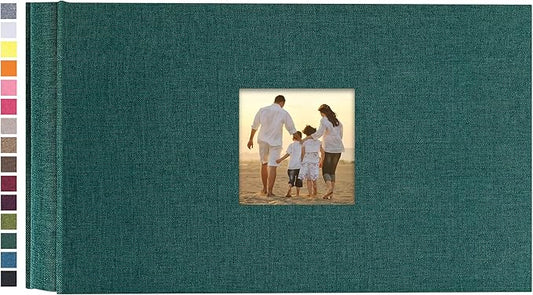 potricher Small Photo Album 4x6 100 Photos Linen Cover Picture Photo Book for Family Wedding Anniversary Baby Vacation (Dark Green,100 Pockets)