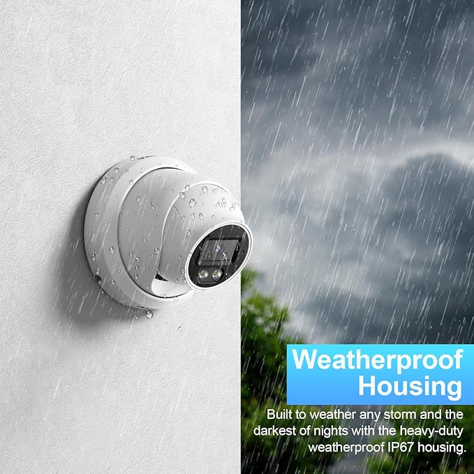 5MP PoE Camera Outdoor, Dome Security Surveillance Camera, Smart Dual Light Color Night Vision, Waterproof IP67, Built-in Mic, 2.8mm Lens 110°,Human&Vehicle Detection,IND5GD93B (White)