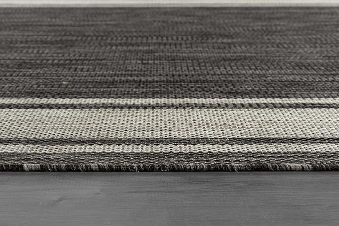 Beverly Rug Large Outdoor Rug 9x12 Modern Bordered Area Rugs for Indoor and Outdoor Patio Deck Porch Garden Waterproof Weather Sun Resistant Washable Outside Carpet (9 x 12 Dark Gray)