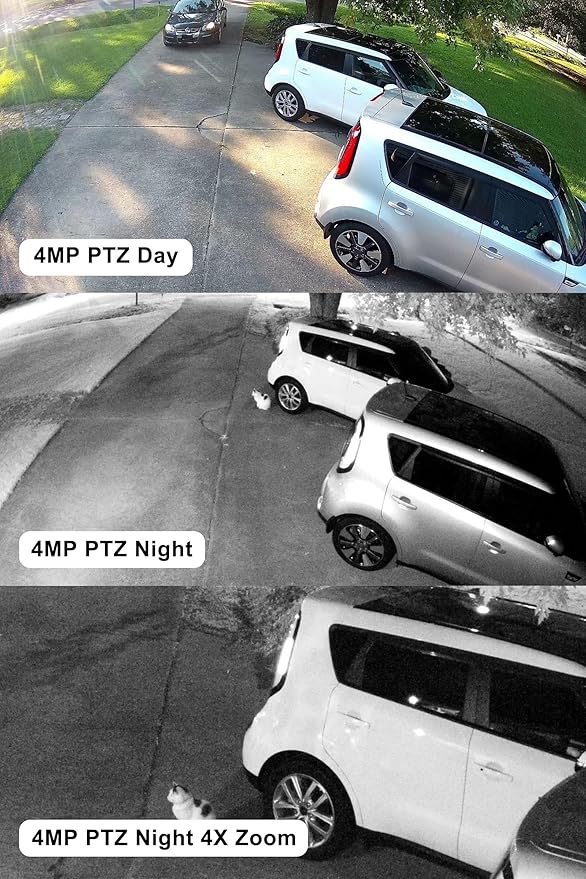 Anpviz 4MP PoE PTZ IP Camera with 4X Optical Zoom, Perimeter Protection, Human Vehicle Detection, 2560x1440@30fps, H.265+ Dome Security Camera, Built-in Audio, 330° Pan 90° Tilt, Card Slot, 120dB WDR