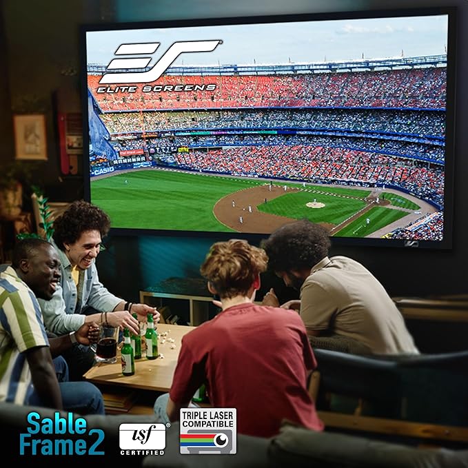 Elite Screens 200 inch Projector Screen 16:9, Wall Mounted Fixed Frame , 8K/4K UHD & Active 3D Ready, ISF-Certified Material for Home Theater, Office & Indoor Presentations, Sable Frame 2, ER200WH2