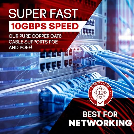 NewYork Cables CAT6 Plenum Cable 1000ft | 100% Pure Copper, UTP, 550MHz, 23AWG, 4Pair 10GB Ethernet Cable, Certified CMP-Rated Bulk Cat 6 Cable for Networking & Gaming (1000ft, Pure Copper,Blue)