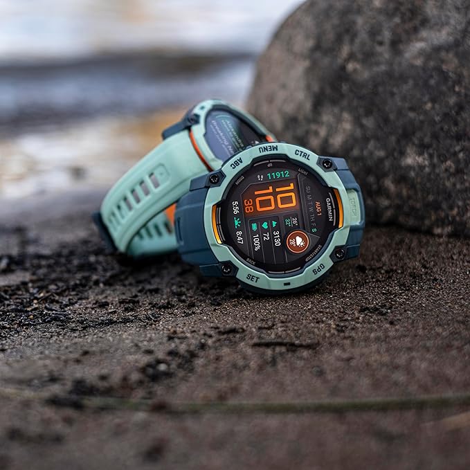 Garmin Instinct® 3 45mm, AMOLED Display, Rugged Outdoor GPS Smartwatch, Metal-Reinforced Bezel, Built-in Flashlight, Up to 18 Days of Battery Life, Neo Tropic