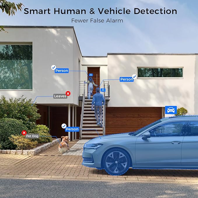 [121° Wide Angle+2-Way Audio] Hiseeu 4K Security Camera System,8pcs 5MP PoE Security Cameras Wired Outdoor,Human Vehicle Detect,Color Night Vision,NVR 16CH Expandable w/3TB HDD for 24/7 Record