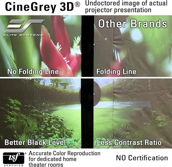 Elite Screens Aeon CineGrey 3D, 92" Fixed Frame CLR/ALR Projector Screen 16:9, Standard Throw Projection, Edge Free Ceiling & Ambient Light Rejecting, Wall-Mounted, for Movie Home Theater, AR92DHD3