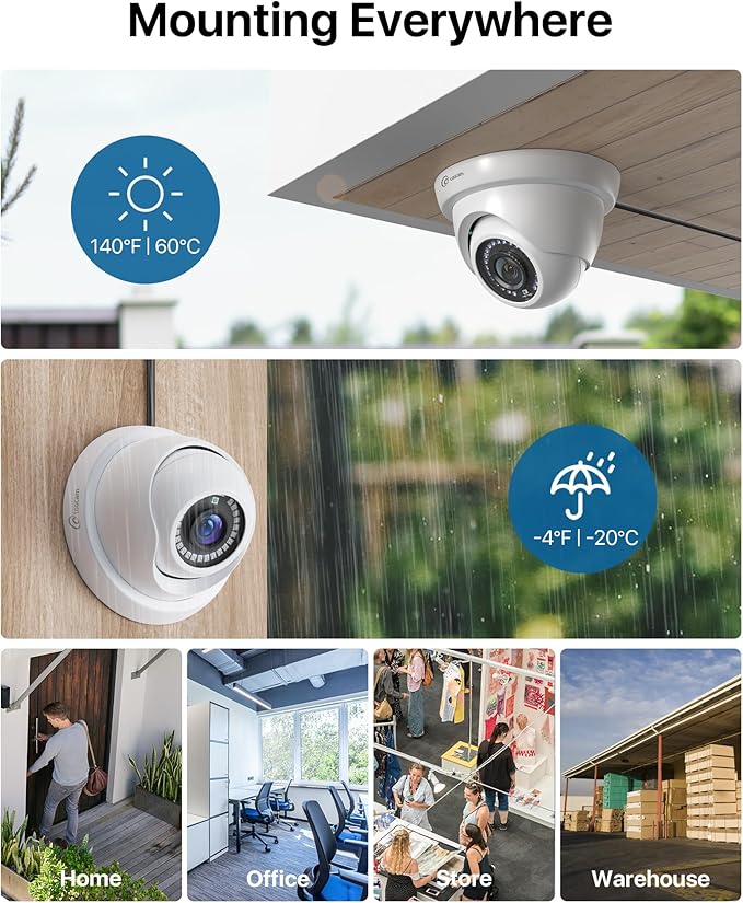Loocam Home Security Camera System Wired, AI Human/Vehicle Detection, 2MP HD 1920TVL Surveillance DVR Kits Dome Cameras Indoor Outdoor, H.265+ 8CH DVR & 1TB HDD, Smart Playback, Remote Access