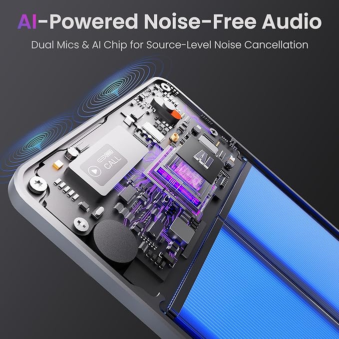 AI Voice Recorder, Transcribe & Summarize, AI Noise Cancellation Technology, Supports 152 Languages, 64GB Memory APP Control Audio Recorder for Lectures, Meetings, Calls (Starlight)