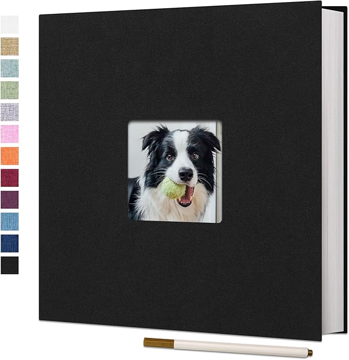 Vienrose Large Photo Album Self Adhesive for 4x6 8x10 10x12 Pictures Magnetic Scrapbook Album DIY 13" X 12.6" 60 Blank Pages with A Metallic Pen