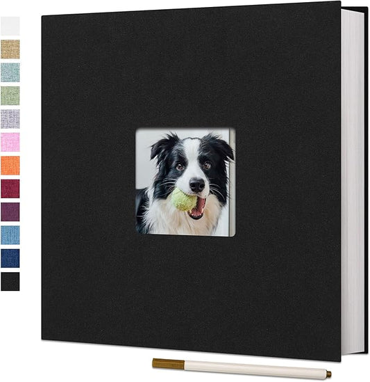 Vienrose Large Photo Album Self Adhesive for 4x6 8x10 10x12 Pictures Magnetic Scrapbook Album DIY 13" X 12.6" 60 Blank Pages with A Metallic Pen
