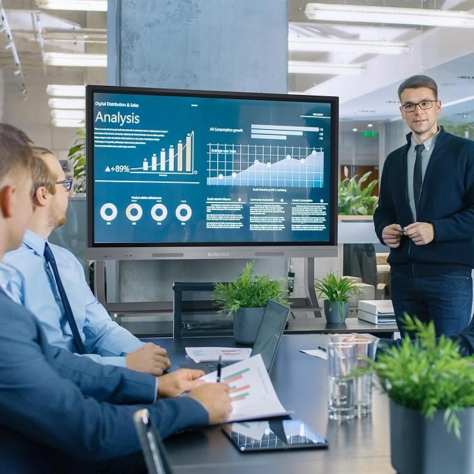 Interactive Whiteboard, 55'' 4K UHD Smart Whiteboard, Interactive Touch Screen Smartboard, Smart Board for Classroom and Business (Wall Mount Included)