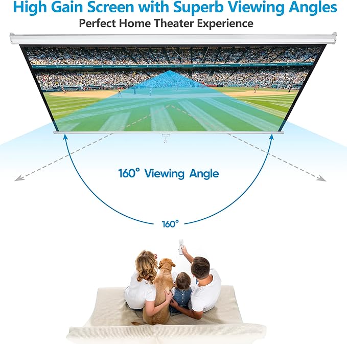 SUPER DEAL 80'' 16:9 HD Projection Screen Foldable Anti-Crease Portable Projector Movie Screen Manual Pull Down for Home Theater Presentation Education Outdoor Indoor Public Display